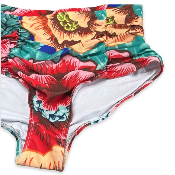 NEW Avid Love Tropical Floral High Waist Tummy Control Bikini Bottoms Size XL - Picture 3 of 8